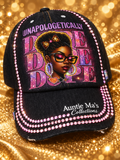 Black Auntie Ma's Collection rhinestone cap with golden background